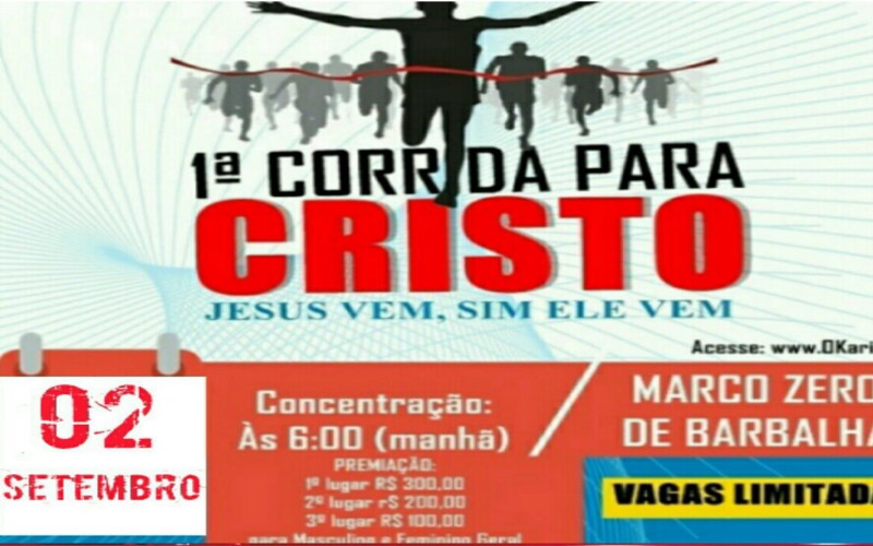 1° Corrida para Cristo acontece no dia 02 de setembro em Barbalha-CE