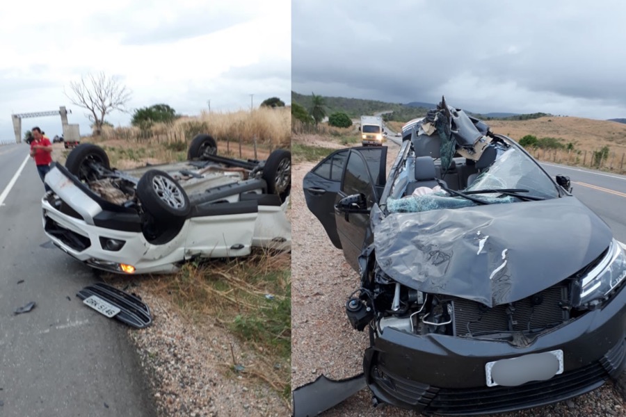 Animal solto na pista provoca acidente com dois carros em Nova Olinda-CE