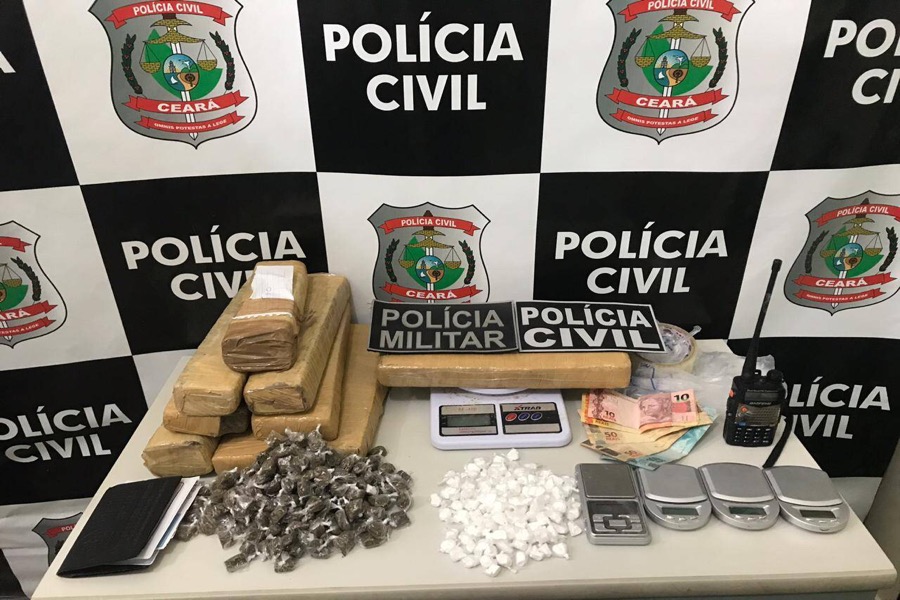 Operação policial resulta em 7 kg de maconha e 111 gramas de cocaína apreendidas na cidade de Juazeiro do Norte-CE