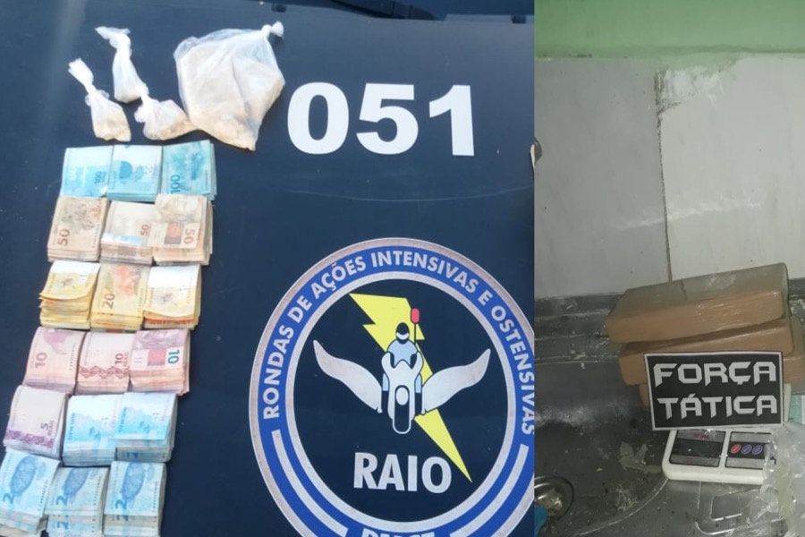 Polícia apreende mais de 3 kg de maconha, crack e 12 mil reais nas cidades de Crato e Barbalha-CE.