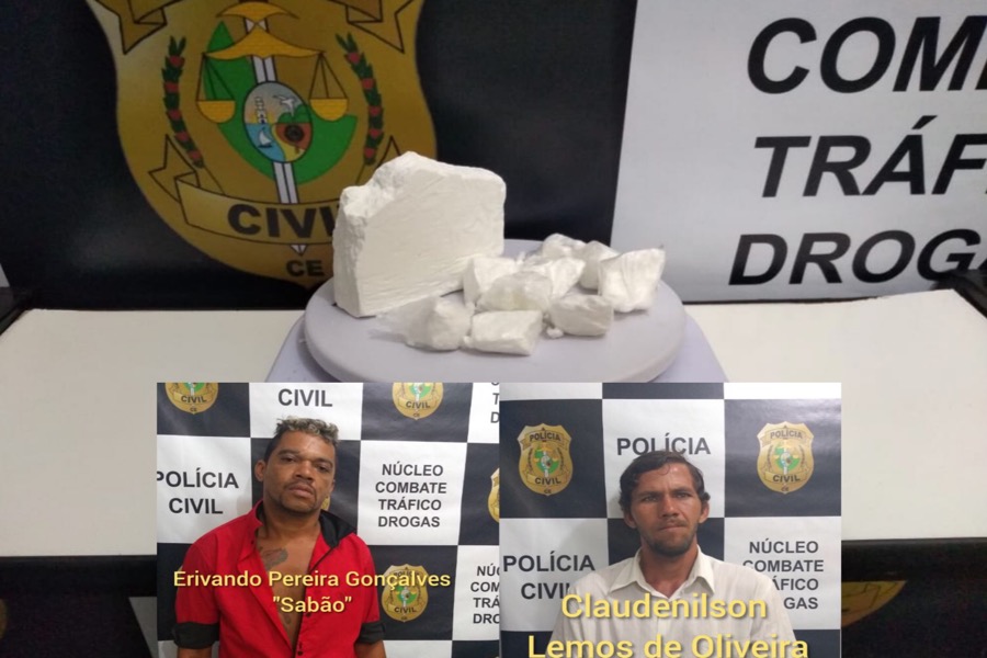 Duas pessoas são presas e boa quantidade de cocaína é apreendida pela Polícia Civil em Juazeiro do Norte-CE