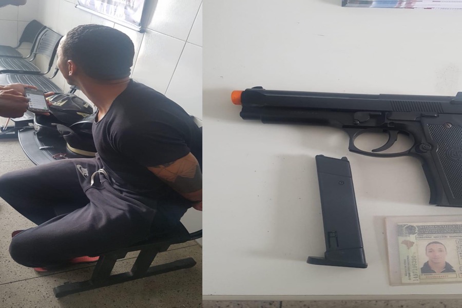 Suspeito de se passar por policial é preso com simulacro de arma de fogo após ameaçar namorada em Juazeiro do Norte-CE