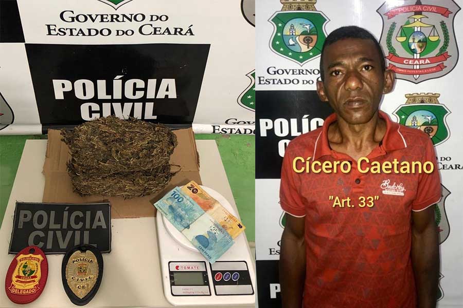 Polícia Civil prende em Brejo Santo homem com 1 kg de droga que traficaria para o Cariri