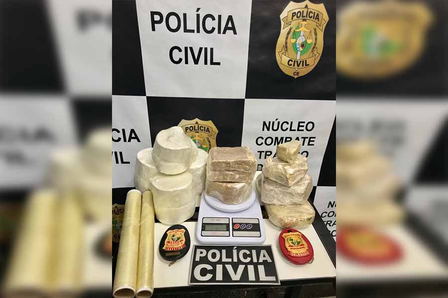 Polícia  Civil apreende quase 8 kg de droga empilhada em quarto de apartamento na cidade de Juazeiro do Norte-CE