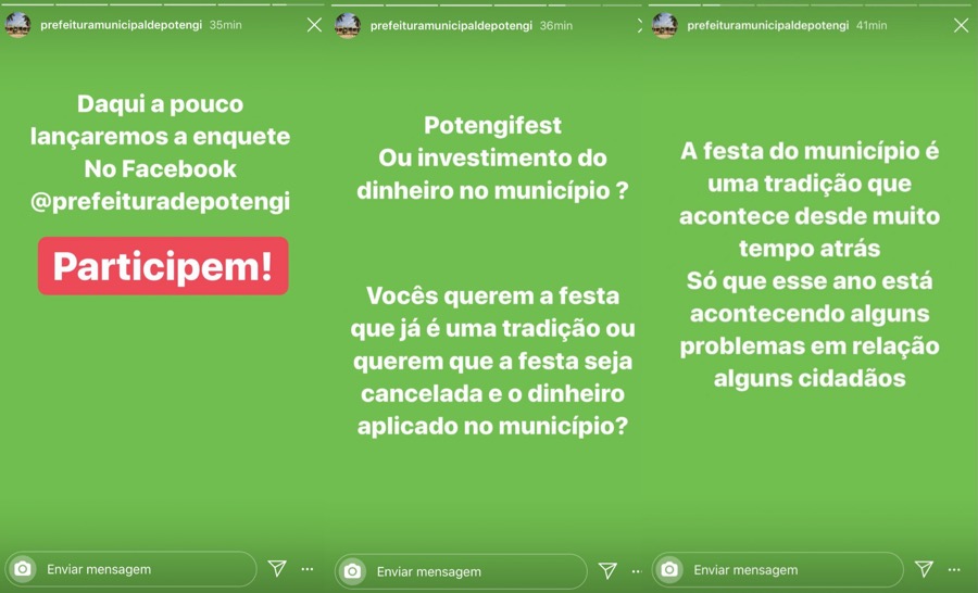 Após polêmica, prefeitura de Potengi faz enquete para decidir se investe dinheiro público em festa ou no Município