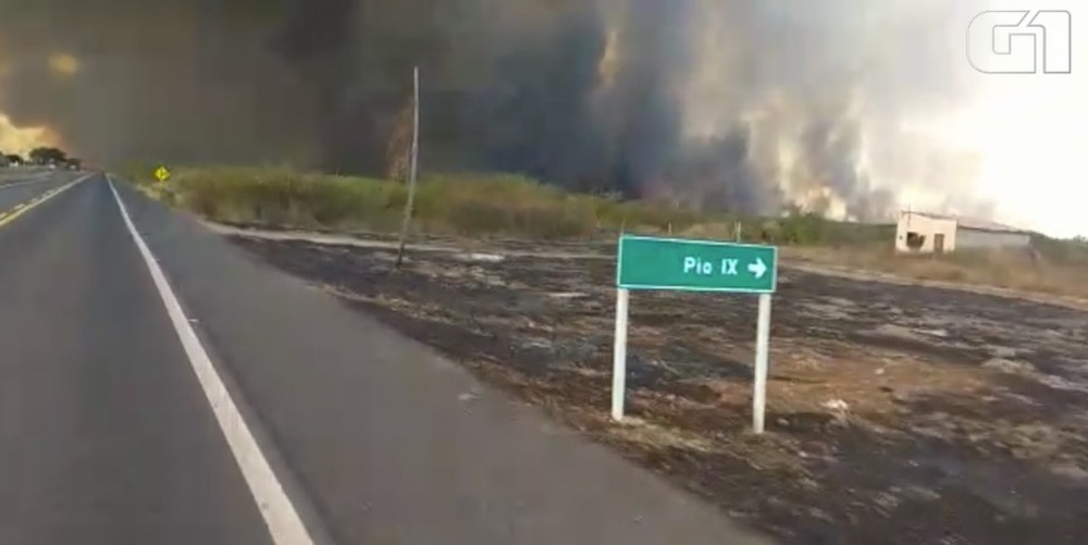 Incêndio atinge região de mata e ameaça residências na zona rural de Pio IX