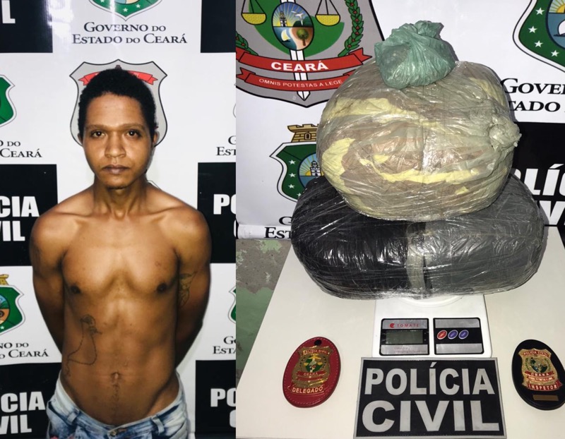 Polícia Civil apreende 4 kg de maconha  em transporte coletivo na cidade de Brejo Santo-CE