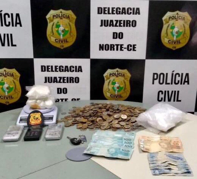 Casal é preso pela Polícia Civil com drogas e cerca de R$ 4 mil reais em Juazeiro do Norte-CE