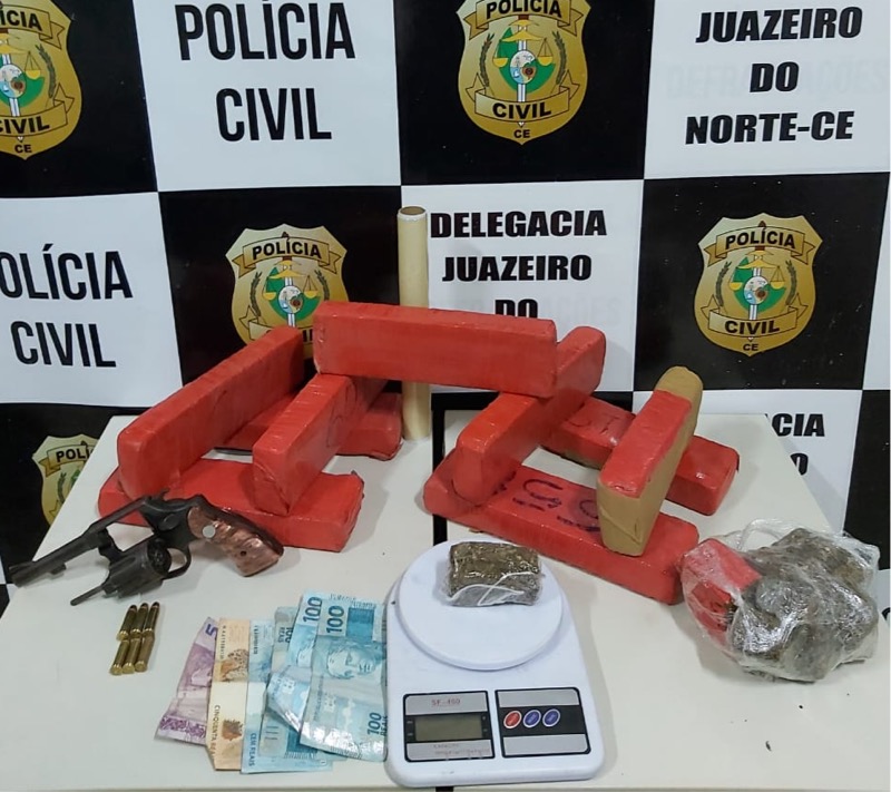 Polícia Civil prende casal com 06 kg de droga e arma de fogo em Juazeiro do Norte-CE