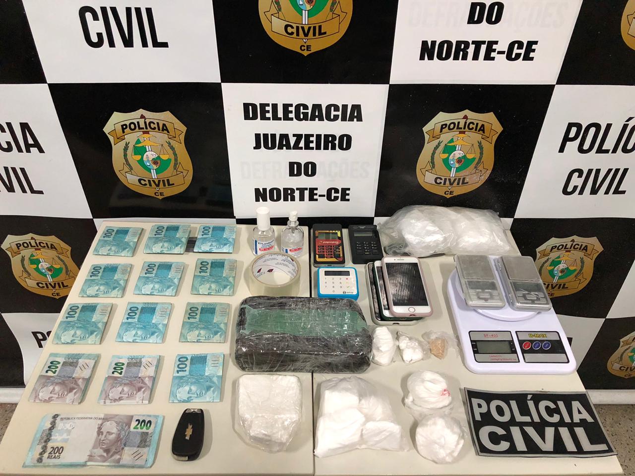 Polícia Civil apreende 1,7 quilo de cocaína e R$ 13 mil em ação de combate ao tráfico de drogas no Cariri