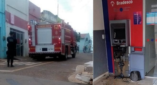 Bandidos tentam roubar Bradesco na cidade de Granjeiro e acabam causando princípio de incêndio