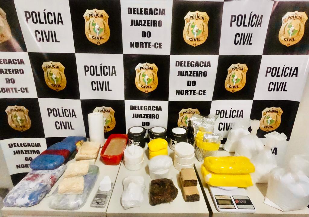 Polícia Civil apreende mais de 12 kg de drogas e fecha laboratório de Drogas no Bairro PioXII em Juazeiro do Norte