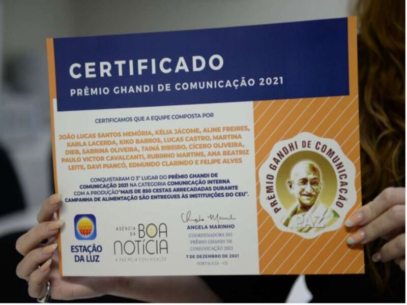 Campanha AlimentAÇÃO da SSPDS recebe Prêmio Gandhi de Comunicação