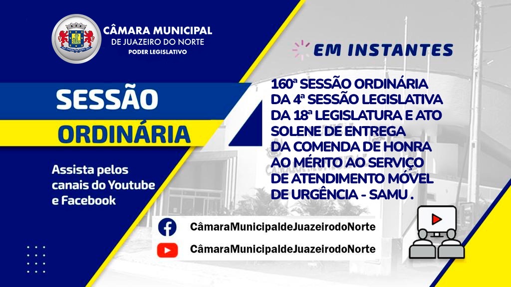 Ao vivo: assista à sessão da Câmara de Vereadores de Juazeiro do Norte