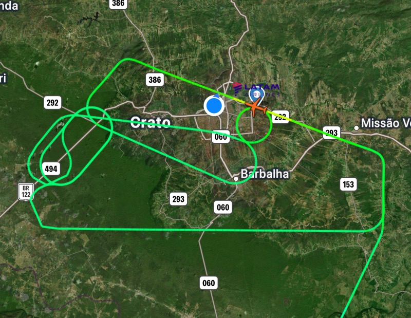 Avião da Latam vindo de Guarulhos enfrenta dificuldades para pousar em Juazeiro do Norte